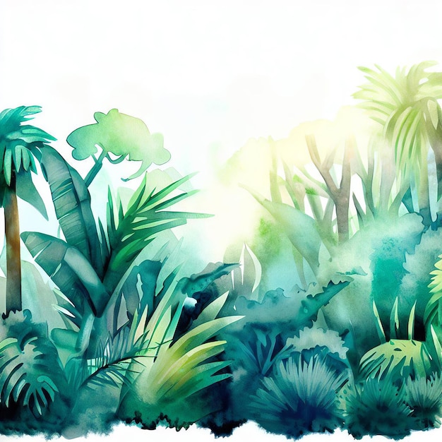 Watercolor style jungle illustration