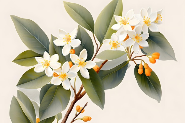 Watercolor Style Osmanthus Flower Art