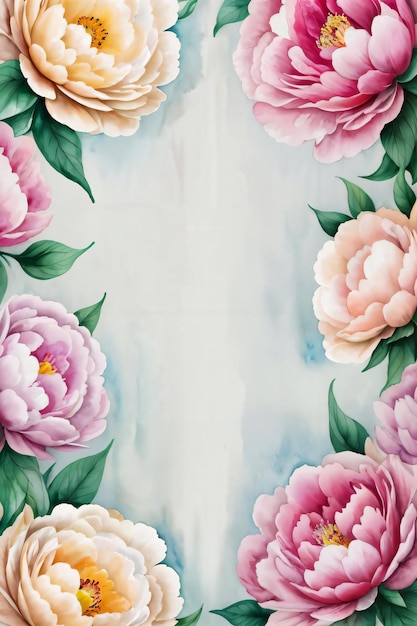 Watercolor Style Peony Flowers Background For Text Wallpaper