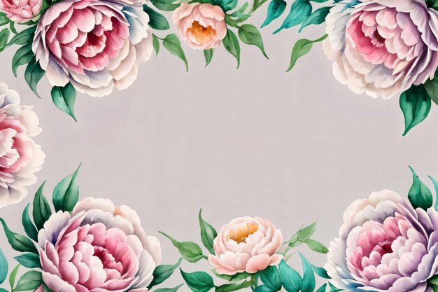 Watercolor Style Peony Flowers Background For Text Wallpaper