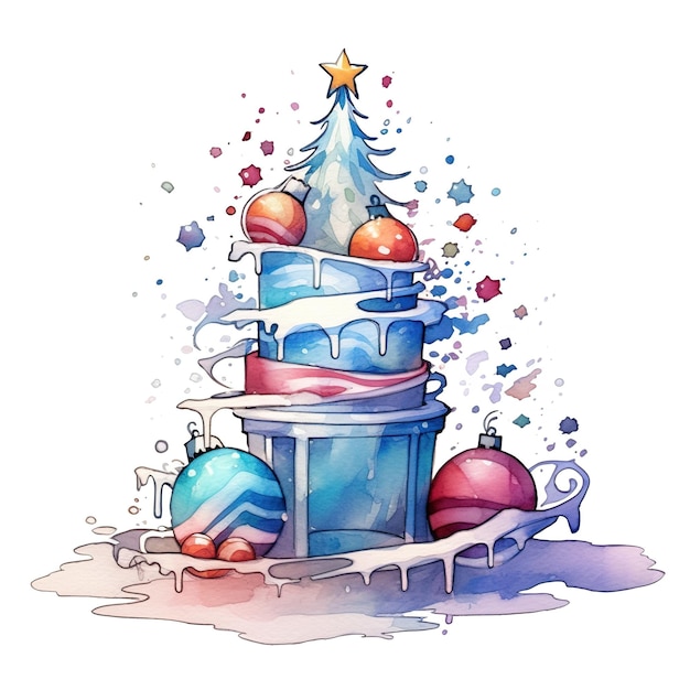 Watercolor style pretty Holiday sparkle clipart