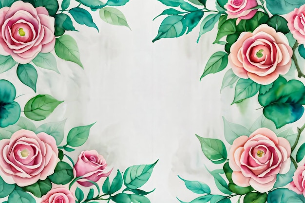 Photo watercolor style rose flowers background for text wallpaper