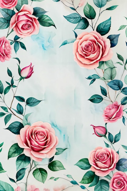 Photo watercolor style rose flowers background for text wallpaper