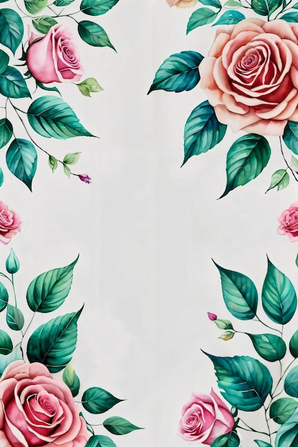 Watercolor Style Rose Flowers Background For Text Wallpaper