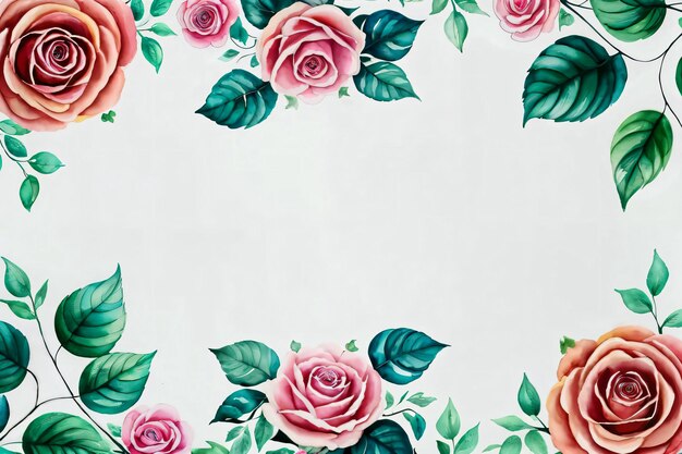 Foto priorità bassa dei fiori della rosa di stile dell'acquerello per la carta da parati del testo