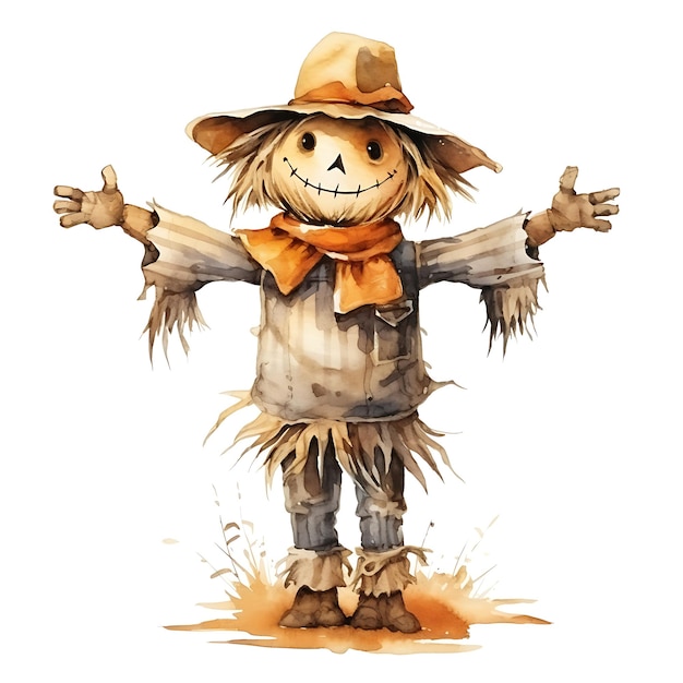 Photo watercolor style scarecrow