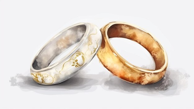 Photo watercolor style wedding rings ai generated