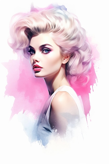 watercolor stylish barbie