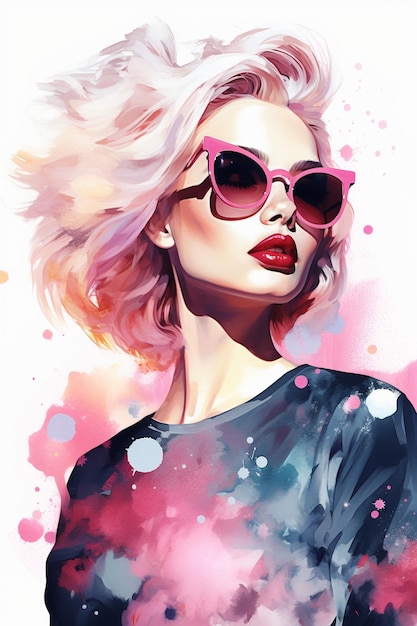 watercolor stylish barbie