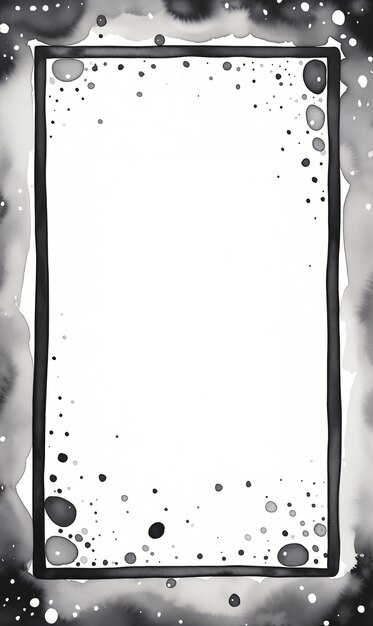 Акварель стилизованная рамка в черных цветах на белом фоне