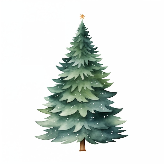クリスマスツリーの水彩画のスタイリッシュなイラスト