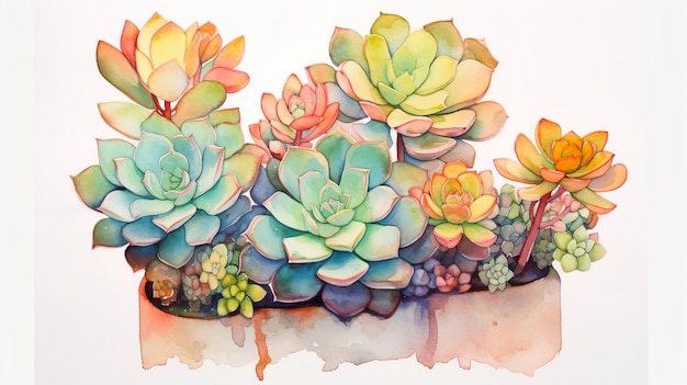 Watercolor succulent illustration