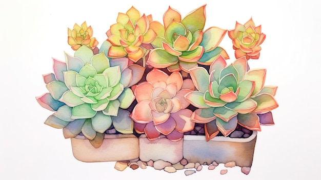 Watercolor succulent illustration