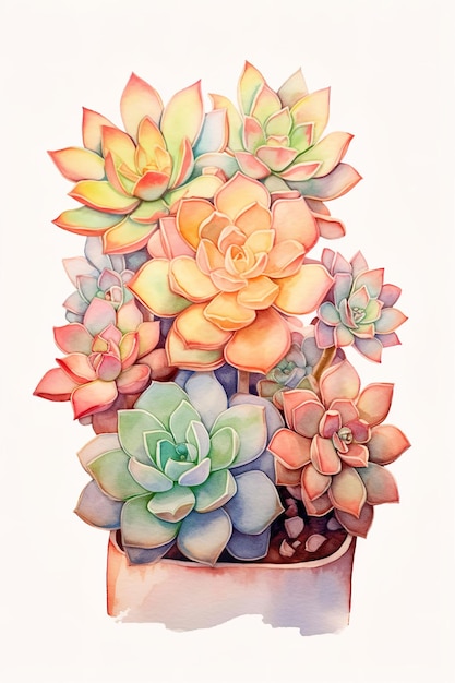 Watercolor succulent illustration