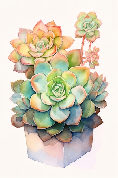 Watercolor succulent illustration