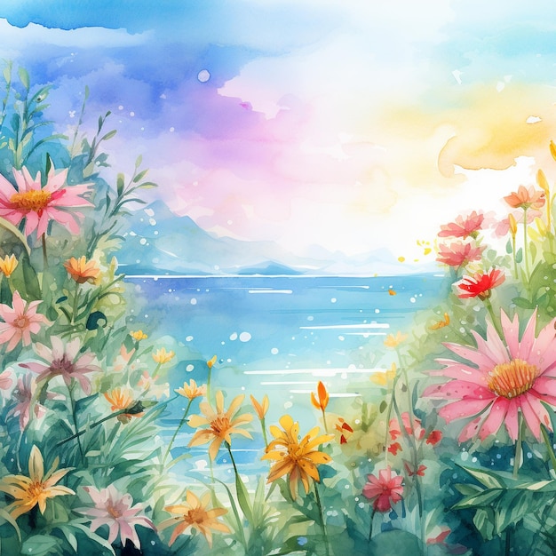 watercolor summer background