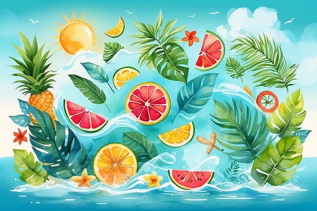 Watercolor summer background
