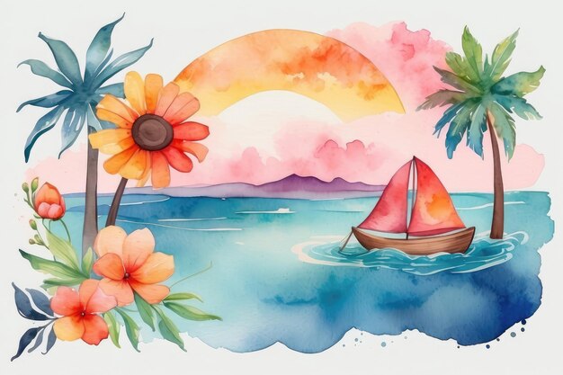 Photo watercolor summer element