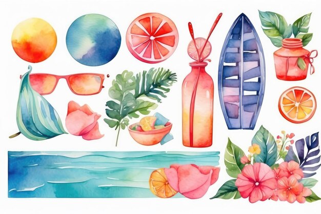 Photo watercolor summer element