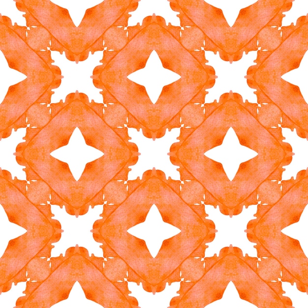 수채색 여름 민족 경계 패턴 오렌지색