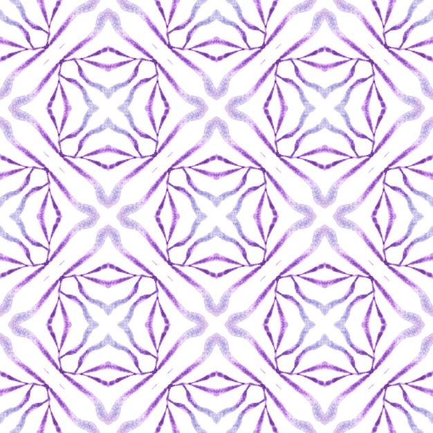 Watercolor summer ethnic border pattern. Purple enchanting boho chic summer design. Textile ready fabulous print, swimwear fabric, wallpaper, wrapping. Ethnic hand painted pattern.