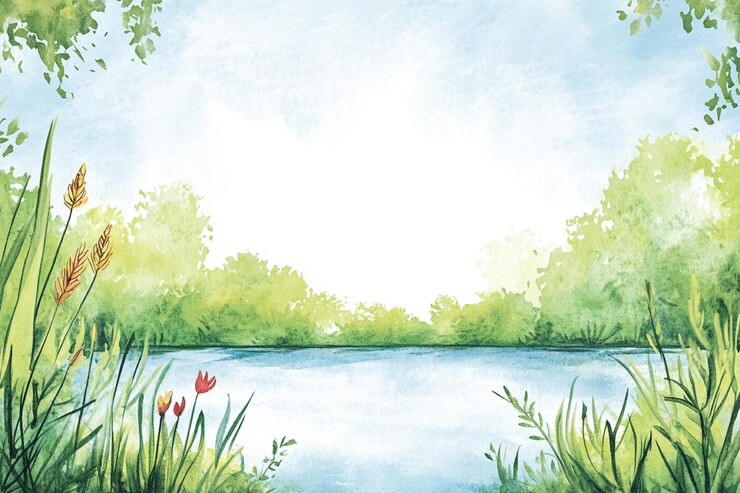 Watercolor summer landscape