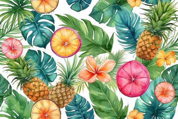 Watercolor summer tropical background