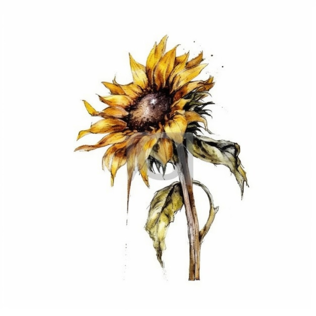 A watercolor of a sunflower by person