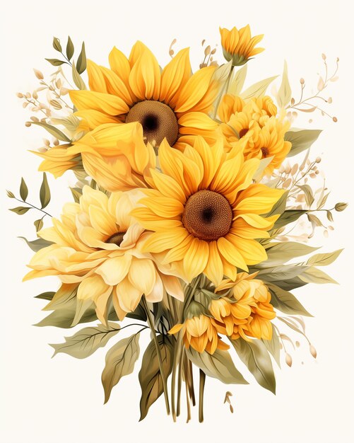Watercolor Sunflower Flower