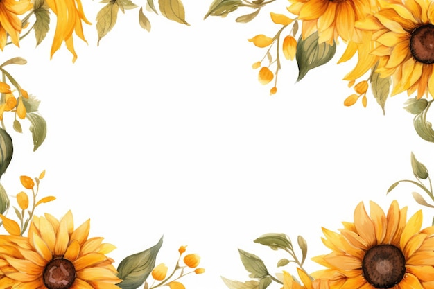 Watercolor sunflower frame