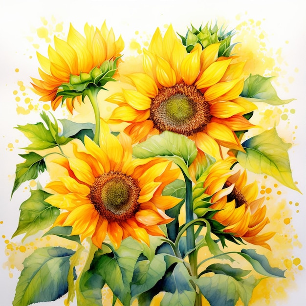 Watercolor Sunflower Frame