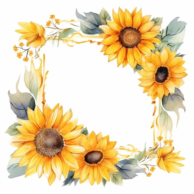 Watercolor Sunflower Frame