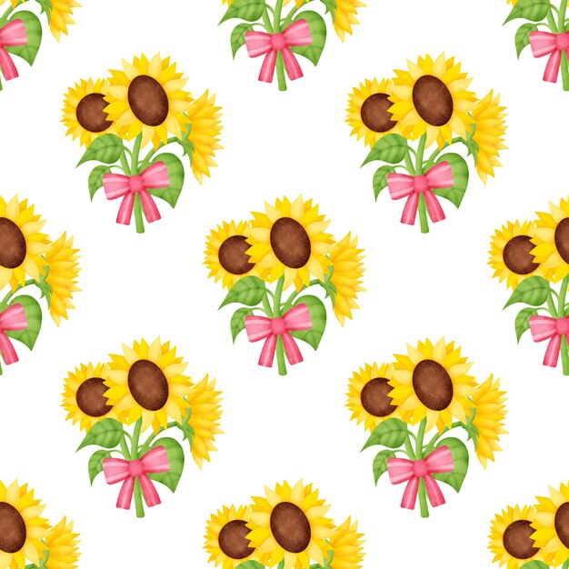 Watercolor sunflower seamless pattern