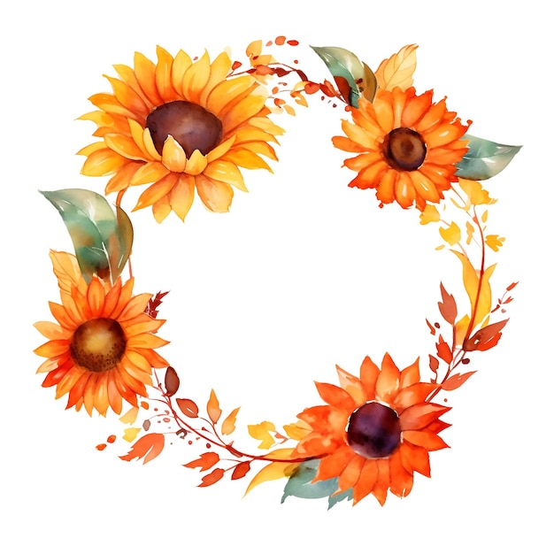 Watercolor sunflower Wreath