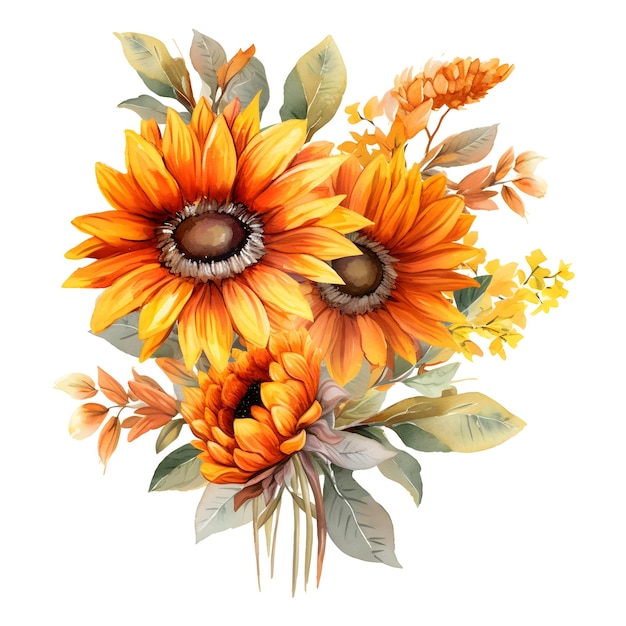 Watercolor sunflower