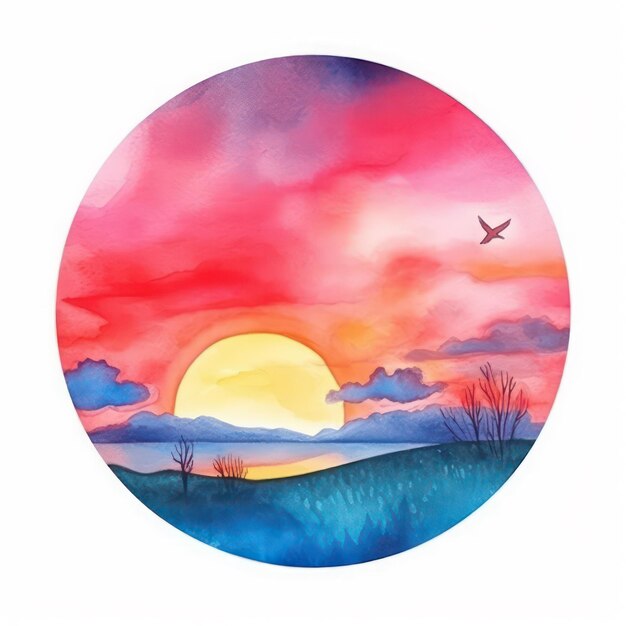 watercolor sunset horizon