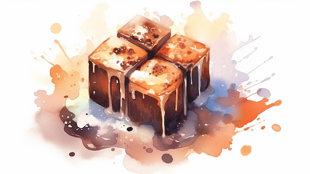 Watercolor sweet chocolate illustration AI Generative Generative AI