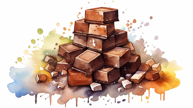 Watercolor sweet chocolate illustration AI Generative Generative AI