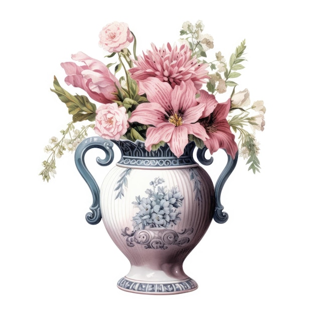 Premium AI Image | Watercolor teacups with pastel pink flowers ...