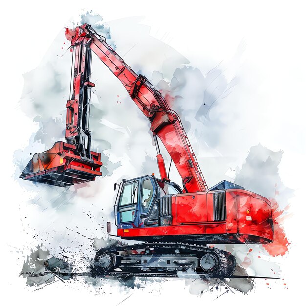 Photo watercolor telescopic handler construction vehicles