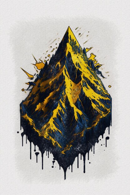 Watercolor texture painting snow mountain illustration for tshirt design