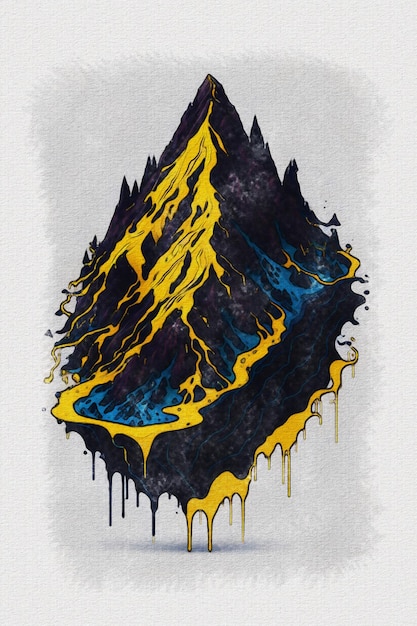 Watercolor texture painting snow mountain illustration for tshirt design