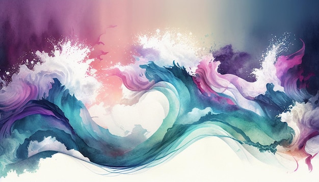 Watercolor texture waves soft colorw wavy backgroundGenerative AI