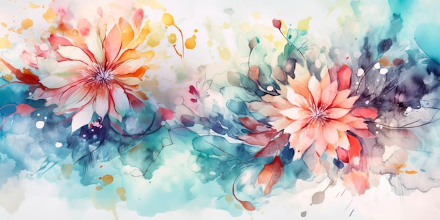 Watercolor texture with floral elements Generative AI