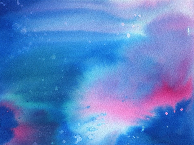 Фото Акварельная текстура с брызгами воды смесь темно-синего бирюзового и красного цветов космический фон с мокрыми мазками и мазками