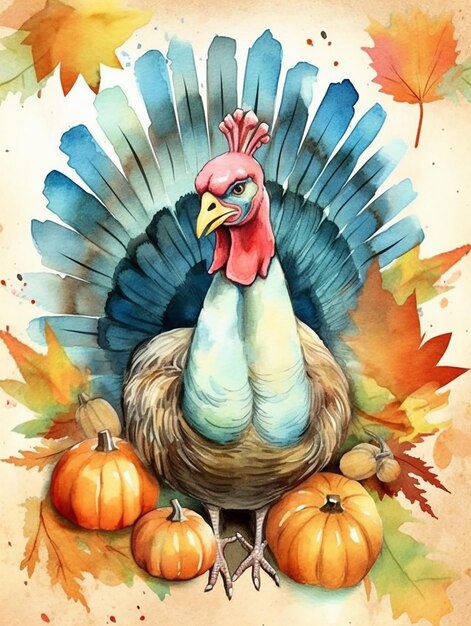 Photo watercolor thangksgiving concept illustration