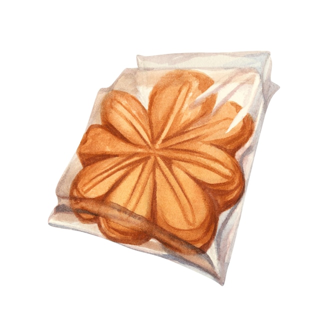 Watercolor traditional Japanese sweets Momiji Manju are sweet pastries stuffed as maple leaf