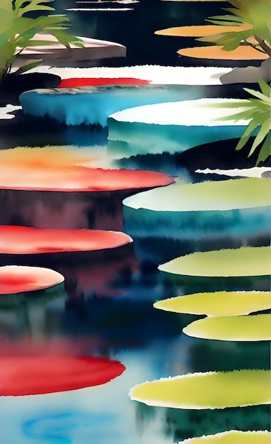 Watercolor tranquil river wallpaper