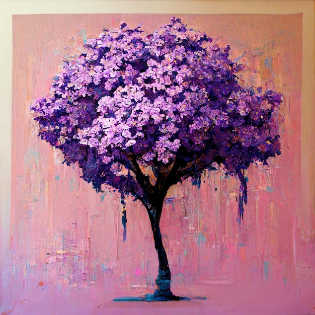 Watercolor tree Blossoming lilac