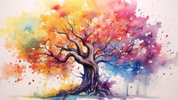 Watercolor tree generative ai